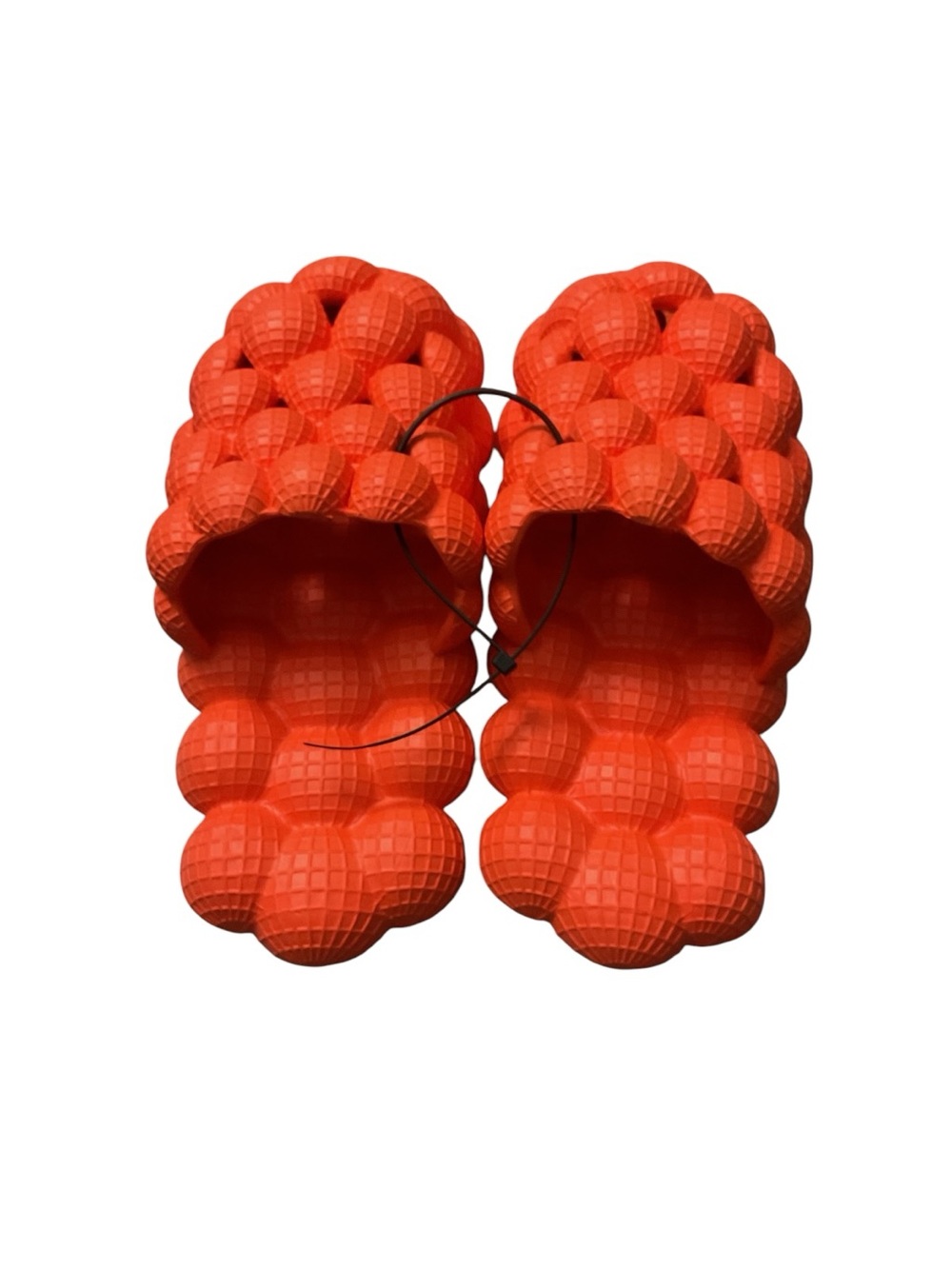 Textured Bubble Slide Sandals in Bright Orange